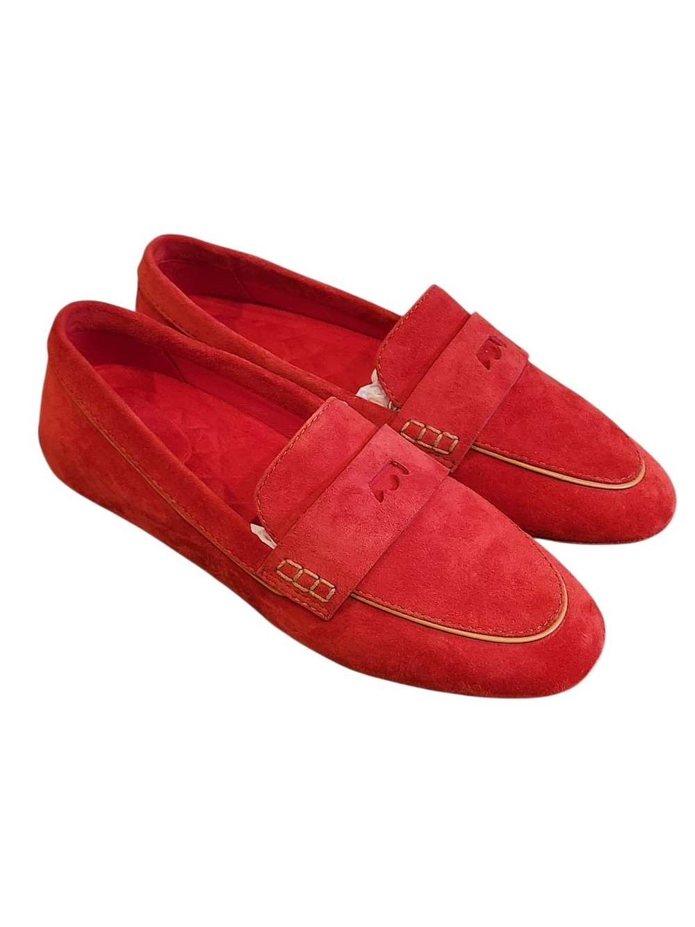 NWOT Birdies The Vesper Driver Red Suede Moccasins Preppy Slip On Loafers Size 7